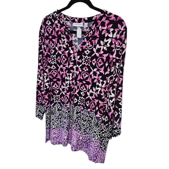 Susan Graver Tops - Susan Graver Pink and Black Patterned Tunic